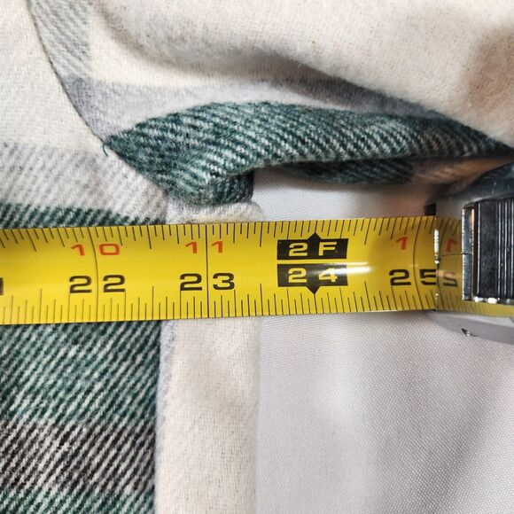 HFX Womens Flannel Shirt Jacket Size Small Green White Plaid Snap Up Pockets - Picture 15 of 16
